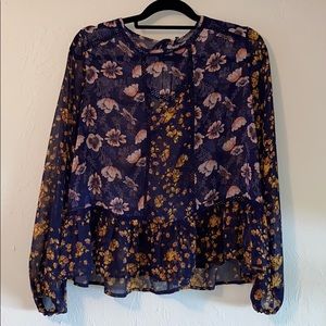 Sheer flower print blouse